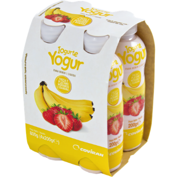 Imagen de Strawberry and banana flavor liquid yogurt 200 g pack 5 u